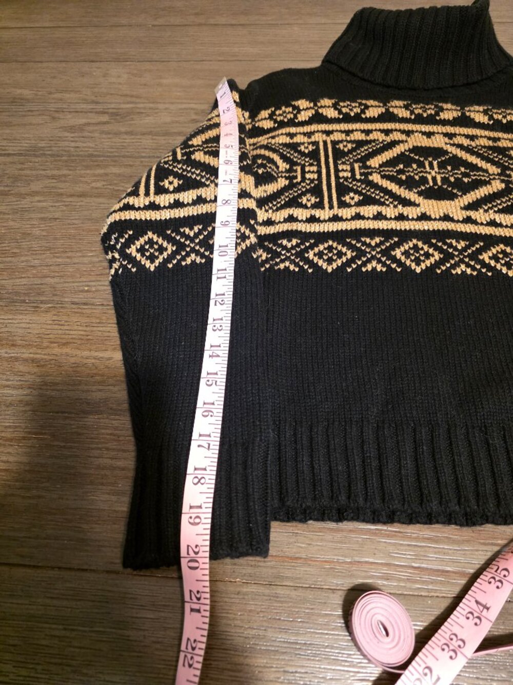 Lauren Ralph Lauren Fair Isle Wool Blend Turtleneck Sweater NWOT Black Small - Picture 6 of 11